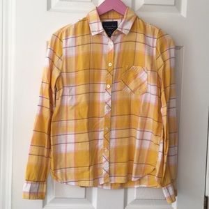 American Eagle Yellow Plaid Flannel Shirt